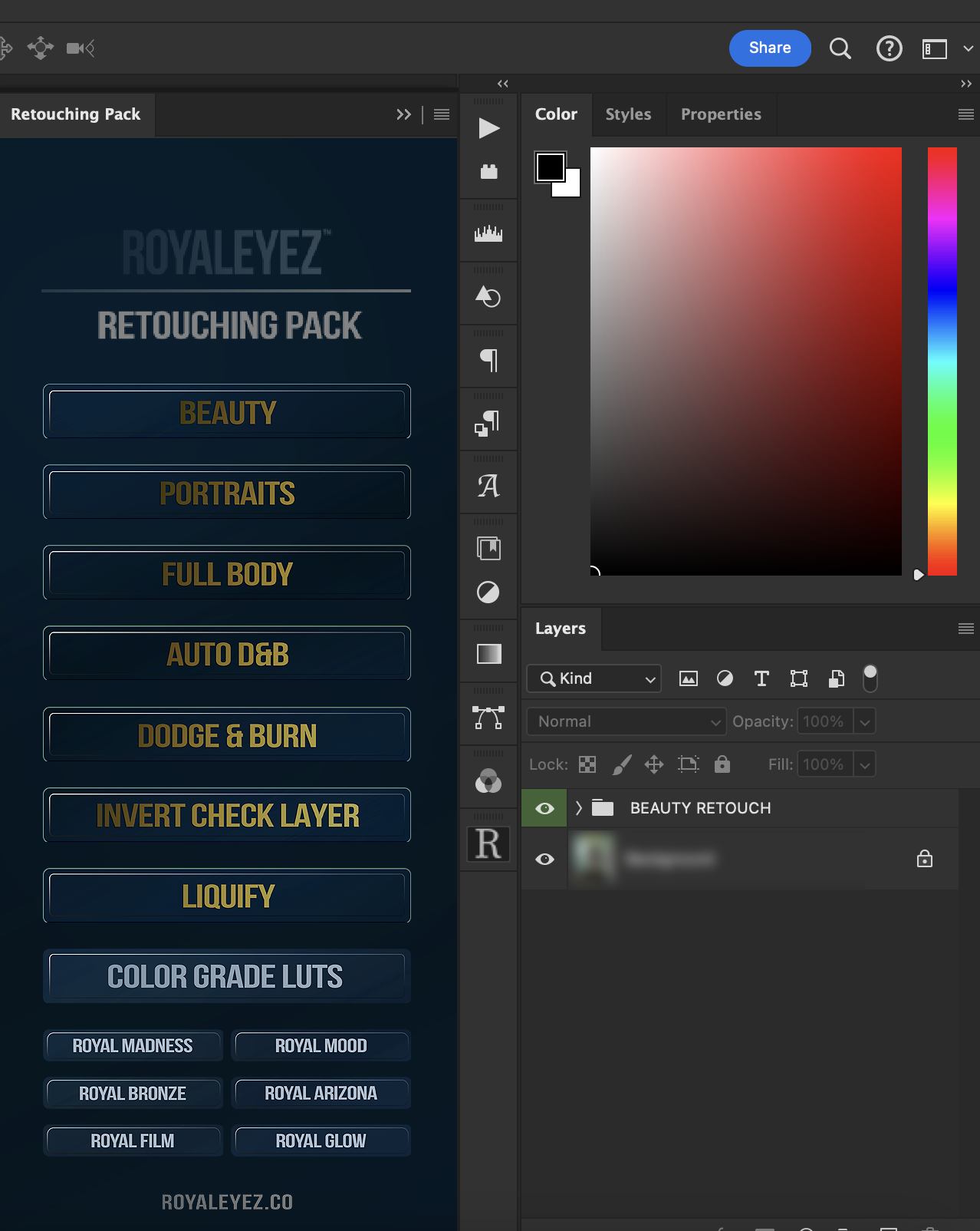 Royal Eyez Retouch + Color Grade Plugin ★★★★★